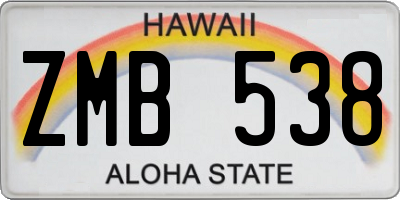 HI license plate ZMB538