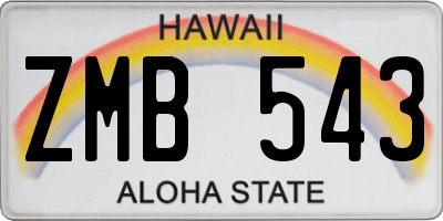 HI license plate ZMB543