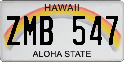 HI license plate ZMB547