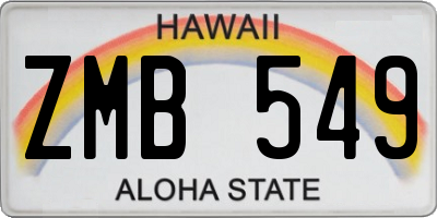 HI license plate ZMB549
