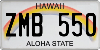 HI license plate ZMB550