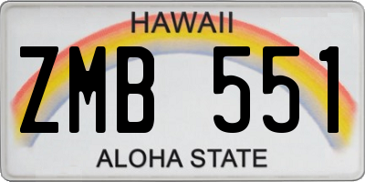 HI license plate ZMB551