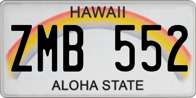 HI license plate ZMB552