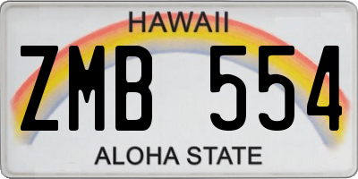 HI license plate ZMB554
