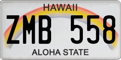 HI license plate ZMB558