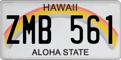 HI license plate ZMB561