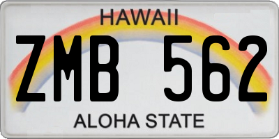HI license plate ZMB562
