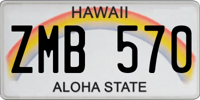 HI license plate ZMB570