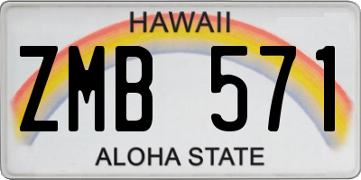 HI license plate ZMB571