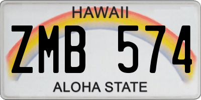 HI license plate ZMB574