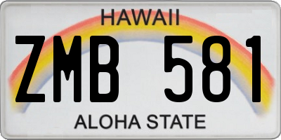 HI license plate ZMB581