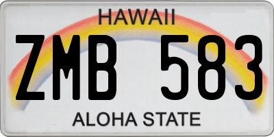 HI license plate ZMB583