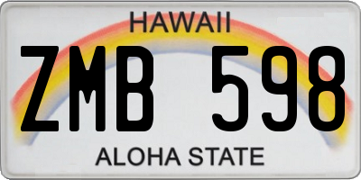 HI license plate ZMB598
