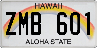 HI license plate ZMB601