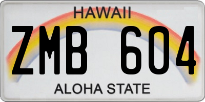 HI license plate ZMB604