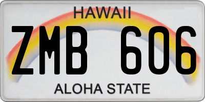 HI license plate ZMB606