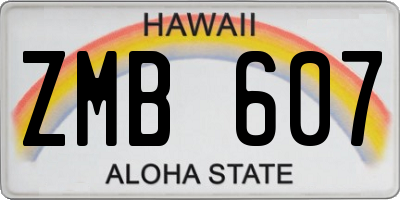 HI license plate ZMB607