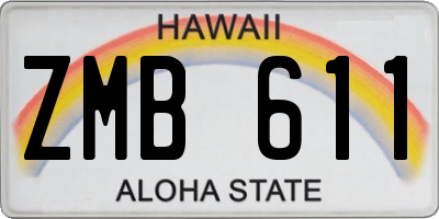 HI license plate ZMB611