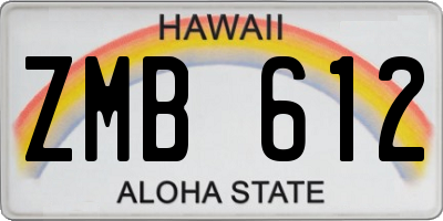 HI license plate ZMB612
