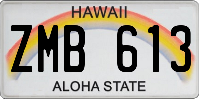 HI license plate ZMB613