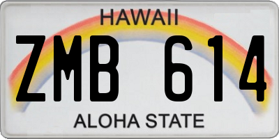 HI license plate ZMB614