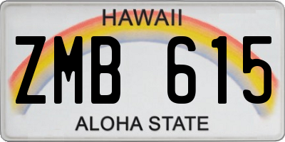 HI license plate ZMB615