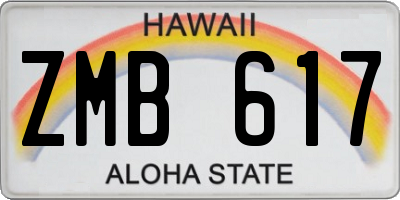 HI license plate ZMB617