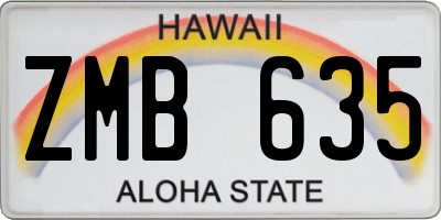 HI license plate ZMB635