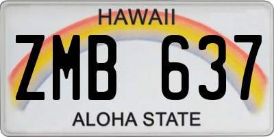 HI license plate ZMB637