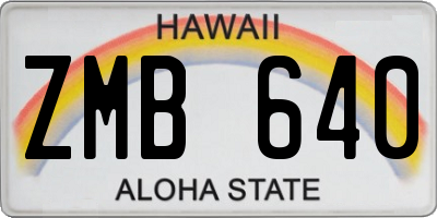 HI license plate ZMB640