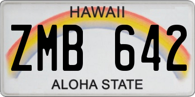 HI license plate ZMB642