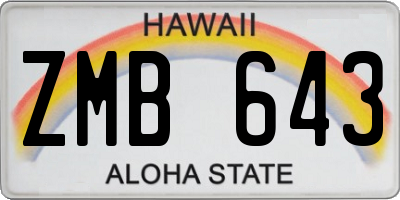 HI license plate ZMB643