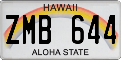 HI license plate ZMB644