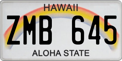 HI license plate ZMB645