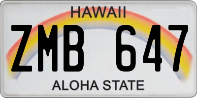 HI license plate ZMB647