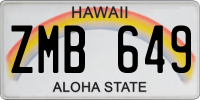 HI license plate ZMB649