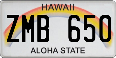 HI license plate ZMB650