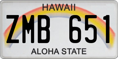HI license plate ZMB651