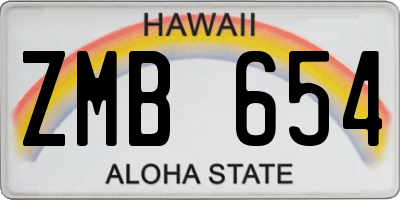HI license plate ZMB654