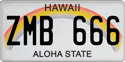 HI license plate ZMB666