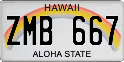 HI license plate ZMB667