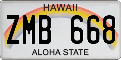 HI license plate ZMB668