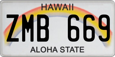 HI license plate ZMB669