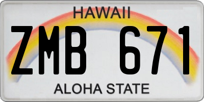 HI license plate ZMB671