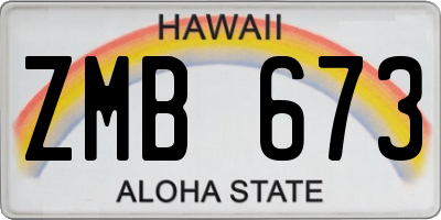 HI license plate ZMB673