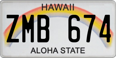 HI license plate ZMB674