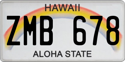 HI license plate ZMB678