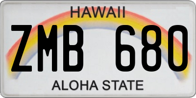 HI license plate ZMB680