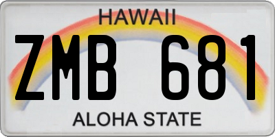 HI license plate ZMB681