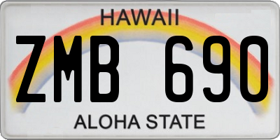 HI license plate ZMB690